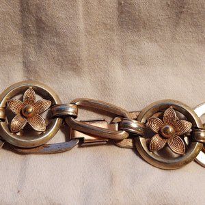 Vintage Flower Brass and Copper "Diana" Bracelet